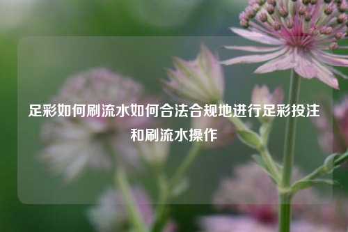 足彩如何刷流水如何合法合规地进行足彩投注和刷流水操作