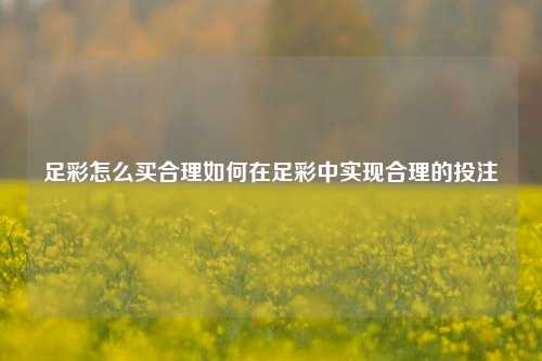 足彩怎么买合理如何在足彩中实现合理的投注