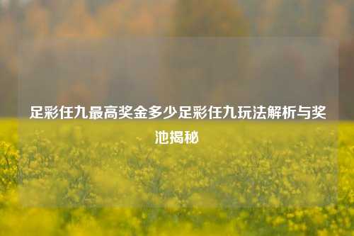 足彩任九最高奖金多少足彩任九玩法解析与奖池揭秘