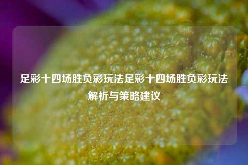 足彩十四场胜负彩玩法足彩十四场胜负彩玩法解析与策略建议