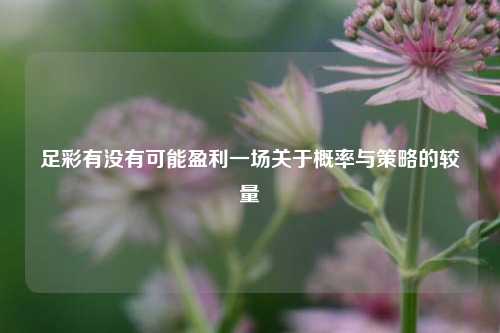 足彩有没有可能盈利一场关于概率与策略的较量