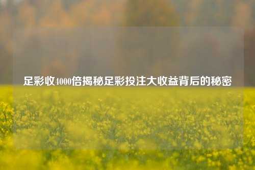足彩收4000倍揭秘足彩投注大收益背后的秘密