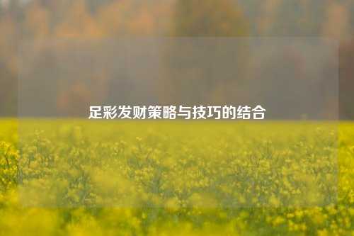 足彩发财策略与技巧的结合