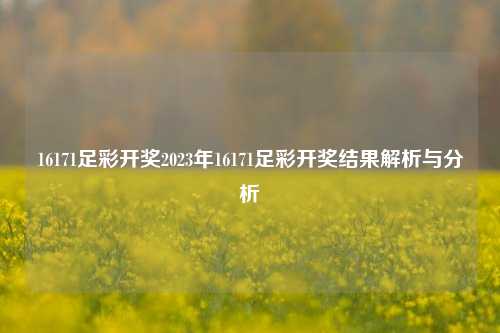 16171足彩开奖2023年16171足彩开奖结果解析与分析