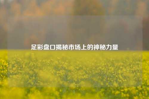 足彩盘口揭秘市场上的神秘力量