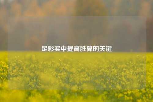 足彩买中提高胜算的关键